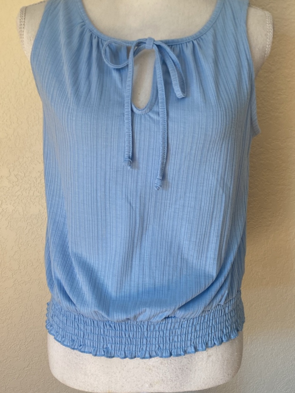 W5 Light Blue Sleeveless Tie-Neck Tank